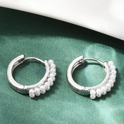 Brass ABS Imitation Pearl Hoop Earrings EJEW-M082-04P-1