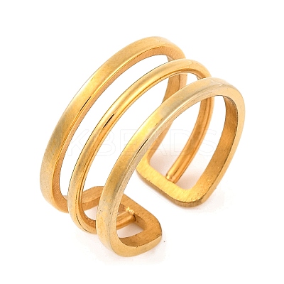 Ion Plating(IP) 304 Stainless Steel Hollow Multi-layer Open Cuff Finger Rings for Women RJEW-S414-19B-G-1