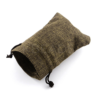 Polyester Imitation Burlap Packing Pouches Drawstring Bags ABAG-R005-9x12-05-1