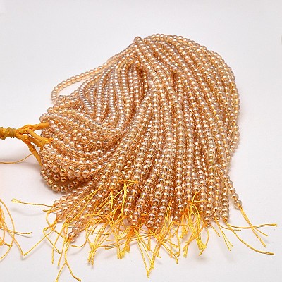 Imitate Austrian Crystal Electroplate Glass Round Bead Strands GLAA-F030-4mm-A01-1