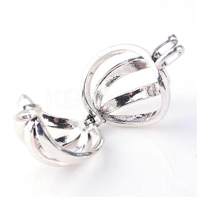 Rack Plating Brass Cage Pendants KK-S751-064AS-1