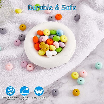 100Pcs Silicone Beads 14mm Silicone Abacus Beads Rubber Beads Large Hole Colored Loose Spacer Beads for DIY Necklace Bracelet Keychain Craft Jewelry Making JX323A-1