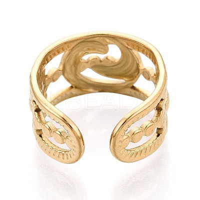 Ion Plating(IP) 304 Stainless Steel Cuff Rings for Women RJEW-N052-08G-1