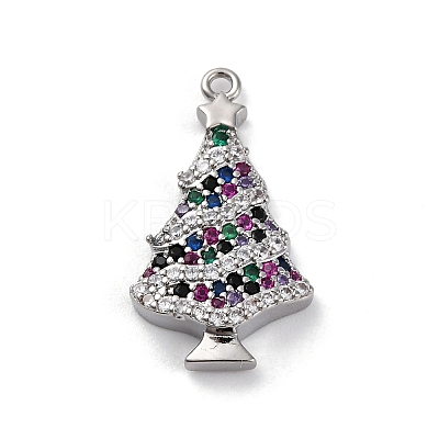 Christmas Series Brass Micro Pave Cubic Zirconia Pendants KK-Q010-01P-05-1