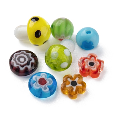 50Pcs 4 Style Handmade Lampwork Beads LAMP-FS0001-06-1