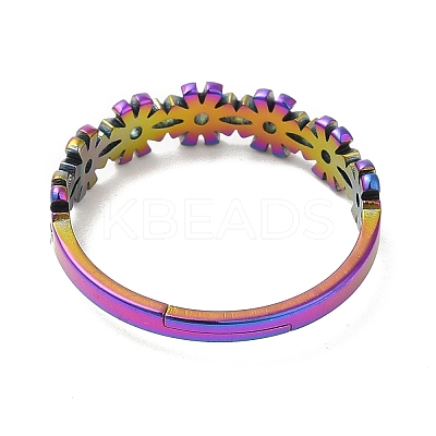 Ion Plating(IP) 304 Stainless Steel Flower Adjustable Ring for Women RJEW-M149-37RC-1