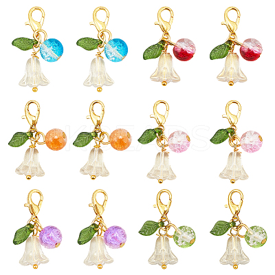 30Pcs Flower Round Acrylic & Glass Locking Stitch Marker HJEW-SC0002-22-1
