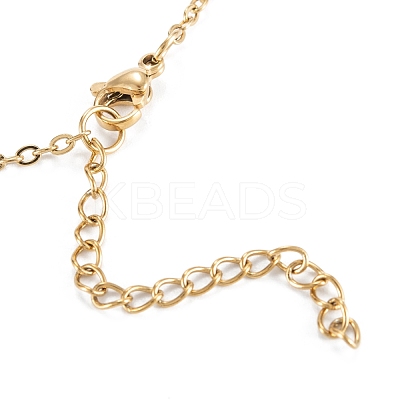 PVD Vacuum Plating 304 Stainless Steel Flat Round Pendant Necklaces NJEW-M187-02G-1