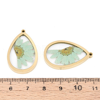 304 Stainless Steel Epoxy Resin Pendants STAS-T072-18-1