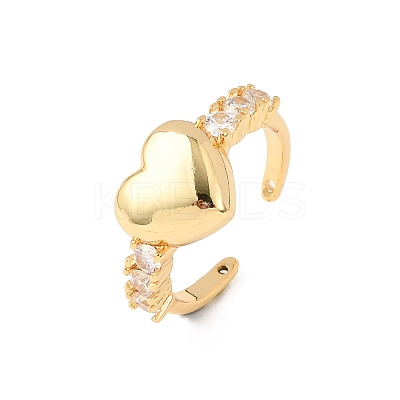 Adjustable Brass Micro Pave Cubic Zirconia Cuff Rings for Women RJEW-B139-02G-1