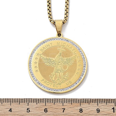 201 Stainless Steel Rhinestone Pendant Necklaces for Women NJEW-U021-02G-1