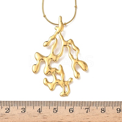 304 Stainless Steel Coral Shaped Pendant Necklaces for Women NJEW-L467-04G-1
