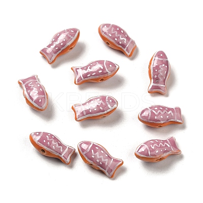 Handmade Printed Porcelain Beads PORC-E015-17E-1