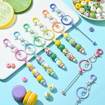 11Pcs 11 Colors Gradient Color Alloy Beadable Bar Keychain for DIY Crafts Jewelry Making KEYC-CJ0001-10-1