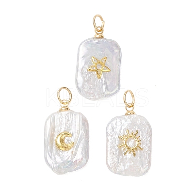 3Pcs 3 Styles Natural Baroque Keshi Pearl Pendants PALLOY-JF04921-1