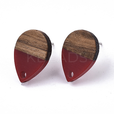 Resin & Walnut Wood Stud Earring Findings MAK-N032-002A-B04-1