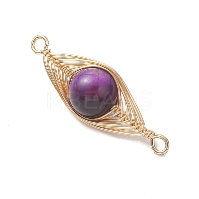Dyed Natural Tiger Eye Connector Charms PALLOY-JF04974-1