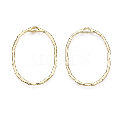 Oval Rack Plating Alloy Pendants PALLOY-T090-01G-B-NR-1