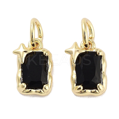 Brass Micro Pave Cubic Zirconia Charms KK-C051-10G-01-1