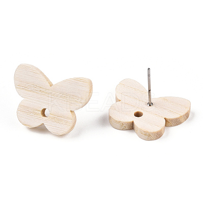 Ash Wood Stud Earring Findings EJEW-N017-011Y-1