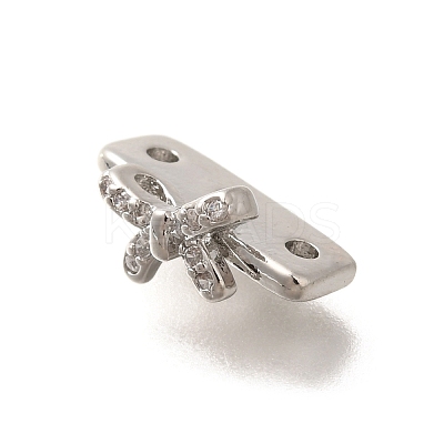 Brass Micro Pave Clear Cubic Zirconia Spacer Bars KK-C031-47P-1