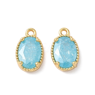 Brass Crushed Ice Cut Cubic Zirconia Pendants KK-D024-24C-G-1