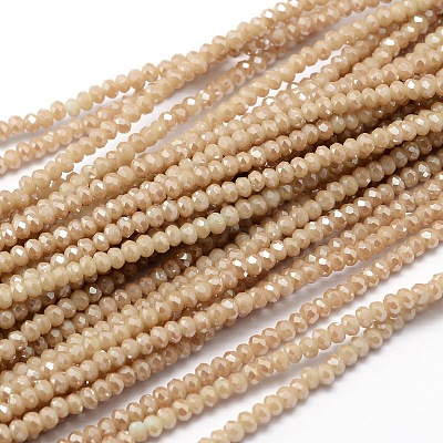 Faceted Rondelle Full Rainbow Plated Electroplate Glass Beads Strands EGLA-M004-2mm-A12-1