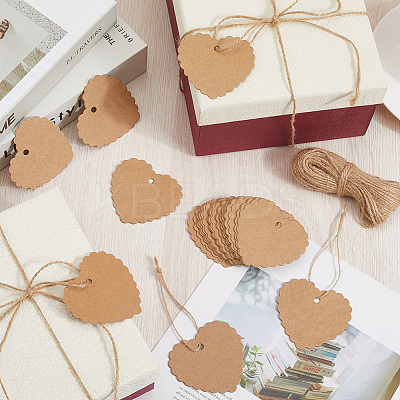 100Pcs Lace Edged Heart Paper Gift Tags CDIS-CP0001-01B-1