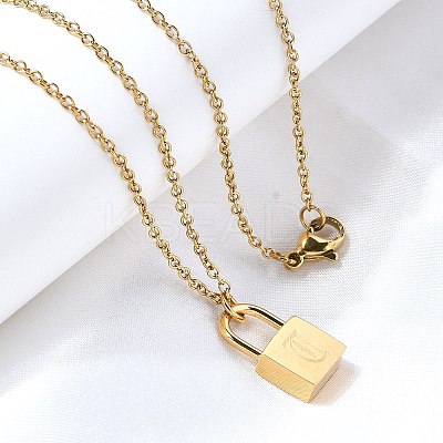 304 Stainless Steel Rolo Chain Pendant Necklaces NJEW-S444-01G-20-1