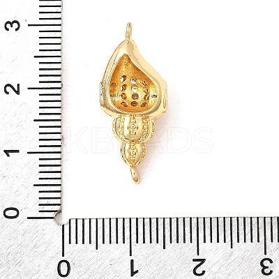 Brass Micro Pave Clear Cubic Zirconia Conch Shaped Connector Charms KK-A266-27G-1