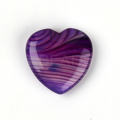 Dyed Natural Striped Agate Heart Palm Stone LS-G-WH0008-12-1