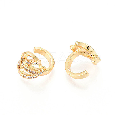 Brass Micro Pave Clear Cubic Zirconia Cuff Earrings KK-T074-34G-1