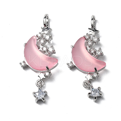 Brass Micro Pave Cubic Zirconia with Resin Pendants KK-Z103-05P-02-1