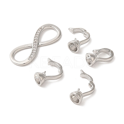 Brass Micro Pave Clear Cubic Zirconia Fold Over Clasps KK-A227-08P-1