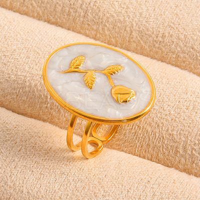 Adjustable 304 Stainless Steel with Enamel Cuff Open Rings for Women XR0969-4-1