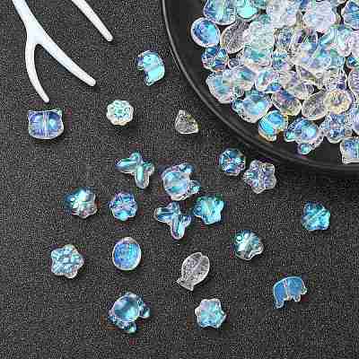 100Pcs 10 Styles Transparent Glass Beads GLAA-CJ0001-93-1