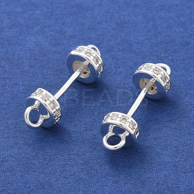 Brass Micro Pave Clear Cubic Zirconia Connector Charms KK-B134-43S-1