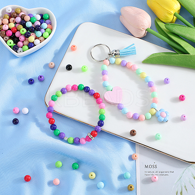 600Pcs 24 Color Opaque Acrylic Beads Sets MACR-SP0001-50B-1