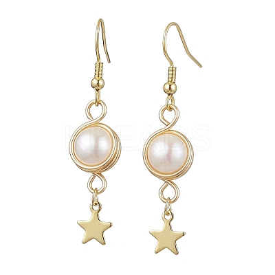 Natural Cultured Freshwater Pearl Dangle Earrings EJEW-JE05738-01-1