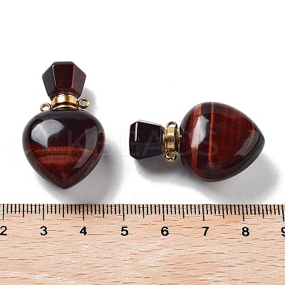 Dyed & Heated Natural Red Tiger Eye Perfume Bottle Pendants G-A026-16C-01-1