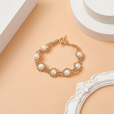 Natural Pearl Beaded Bracelet BJEW-JB09079-1