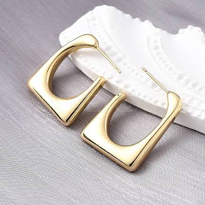 Trapezoid Brass Stud Earrings EJEW-S261-03G-1
