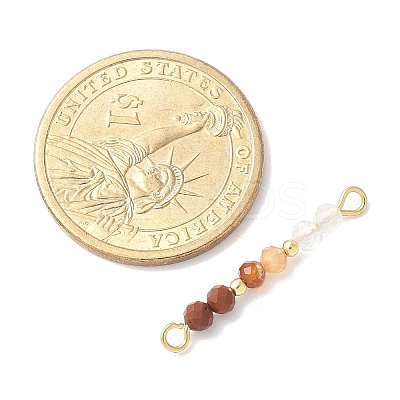Faceted Round Natural Mixed Gemstone Beaded Connector Charms PALLOY-JF03530-1