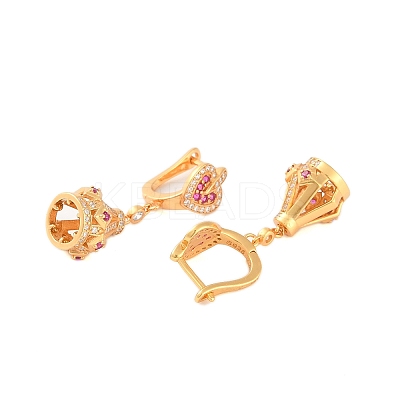 925 Sterling Silver Micro Pave Clear Cubic Zirconia Hoop Earrings EJEW-U013-06G-1
