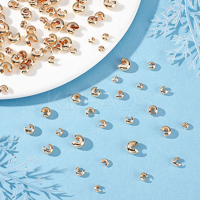 120Pcs 4 Style Brass Crimp Beads Covers KK-BBC0004-51-1