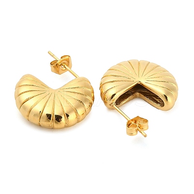 Flower Shape Iron Plating(IP) 304 Stainless Steel Stud Earrings EJEW-K259-01G-1