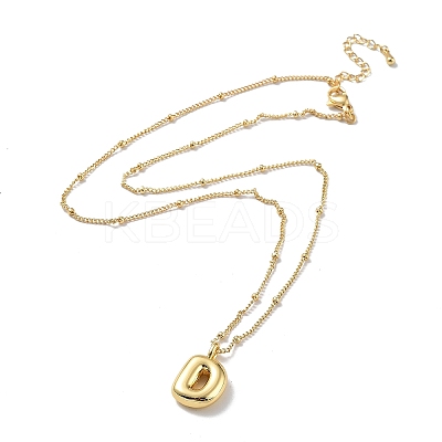 Initial Letter Brass Pendant Necklace NJEW-A015-21G-D-1