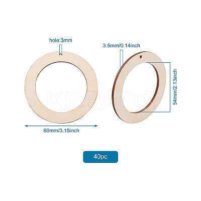Undyed Wood Pendants WOOD-TA0001-46B-1