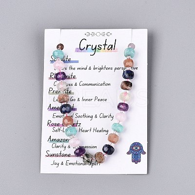 Natural Sodalite & Rhodonite & Prehnite & Amethyst & Rose Quartz & Flower Amazonite & Sunstone Beads Strands G-Q614-03A-01-1