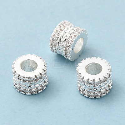 Rack Plating Brass Cubic Zirconia European Beads KK-R147-03S-1